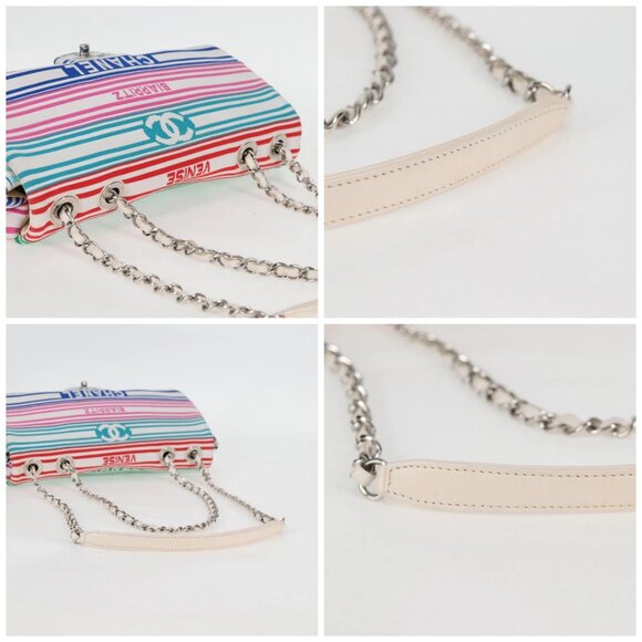 CHANEL Chain Shoulder Bag Canvas White Multicolor CC Auth 117109AM - Picture 16 of 16